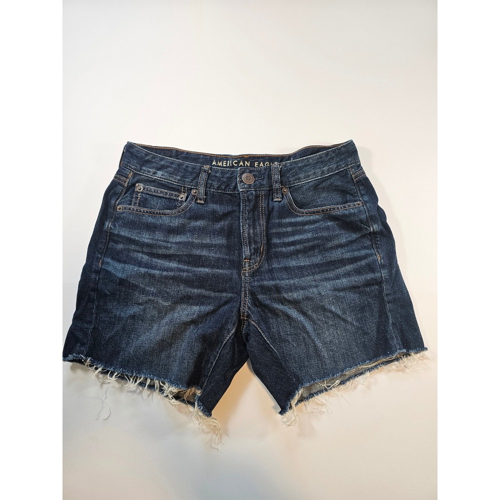 American‎ Eagle Tomgirl Midi Shorts Women 4 Blue Denim Cutoff